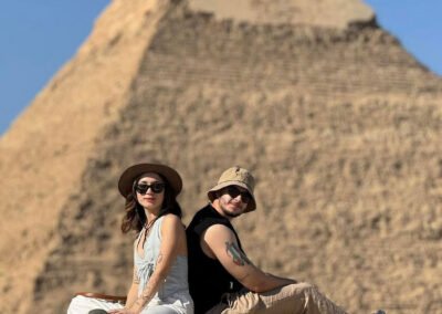 Young couples in front of Giza Pyramids