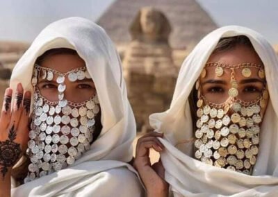 Two girls in front of Sphinx